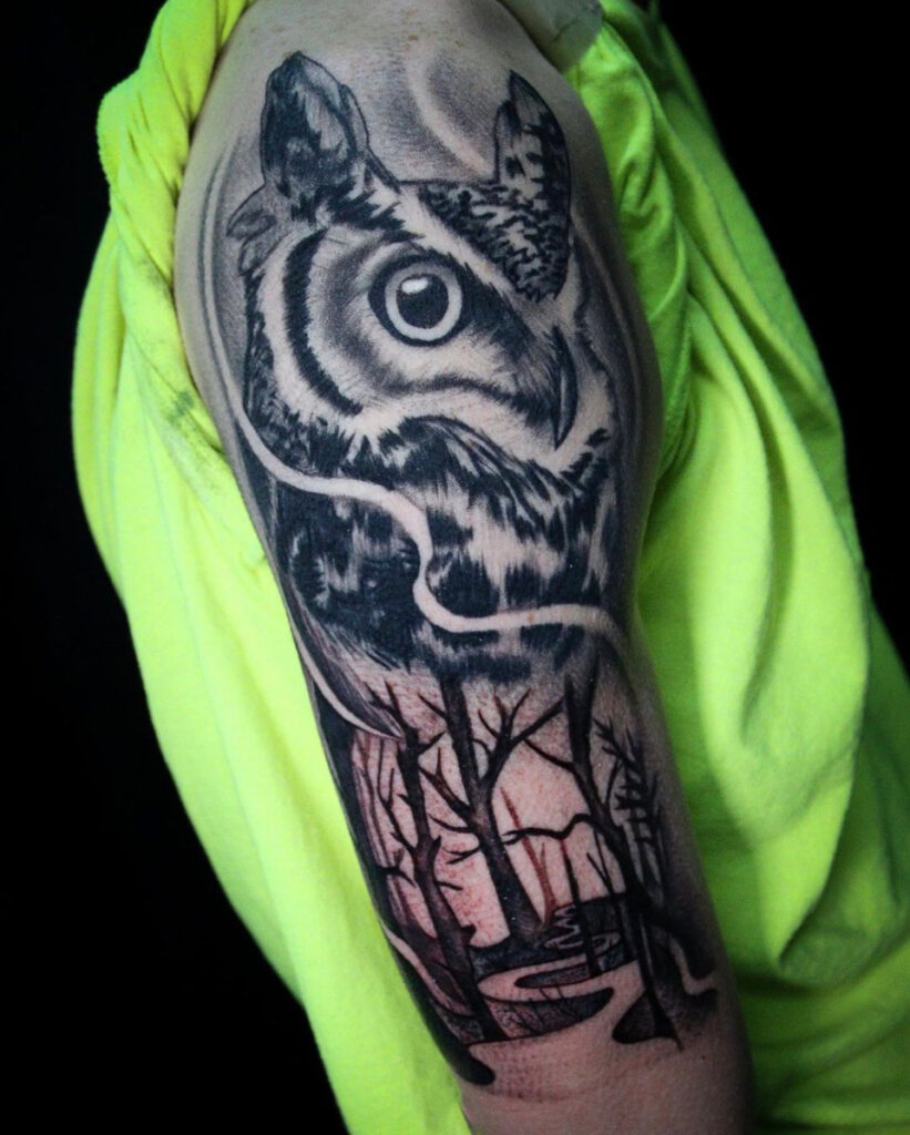 Pure Ink Tattoo - NJ - Tito Rodriguez - Owl Trees Tattoo